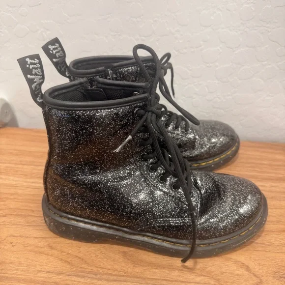 Dr. Martens Boots Kids 3 1460 J Cosmic Glitter Side Zip Combat Black Girls Zip - Picture 2 of 9